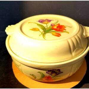 736. Halls Superior Kitchenware Covered Casserole Dish UV Reactive